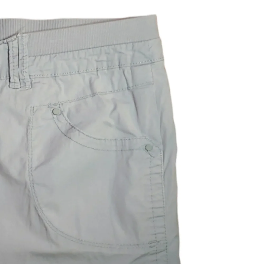 Avenue High Waist Elastic Waistband Drawstring Cinch Legs Gray Cropped Capris 16 - Picture 5 of 16